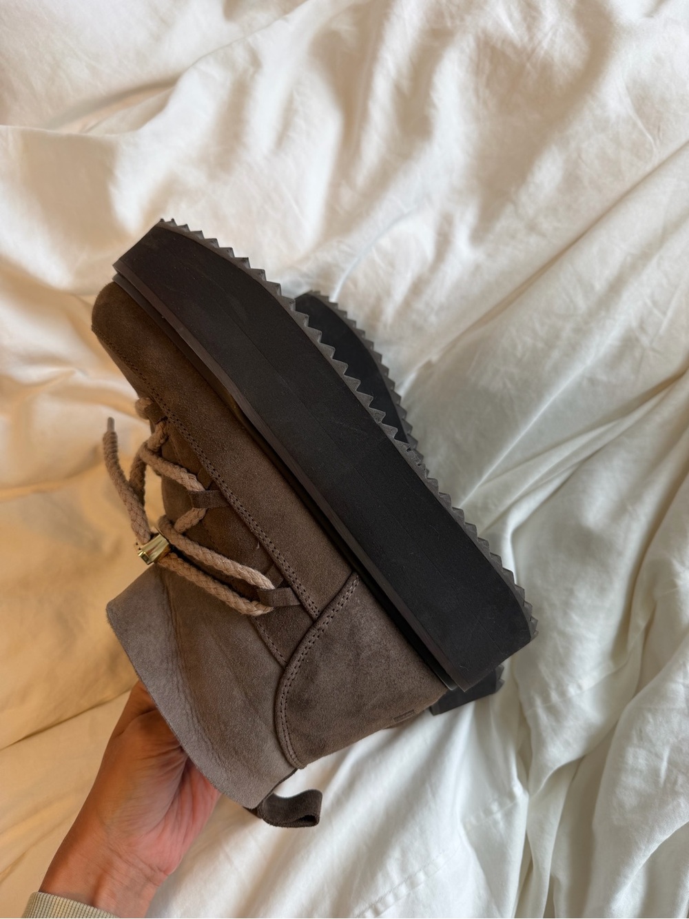 Inuikii Brown Suede Winter Boots with Black Platform Sole